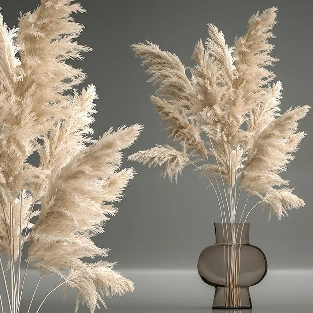A beautiful lush bouquet of dried flowers in a vase 150 3D Model