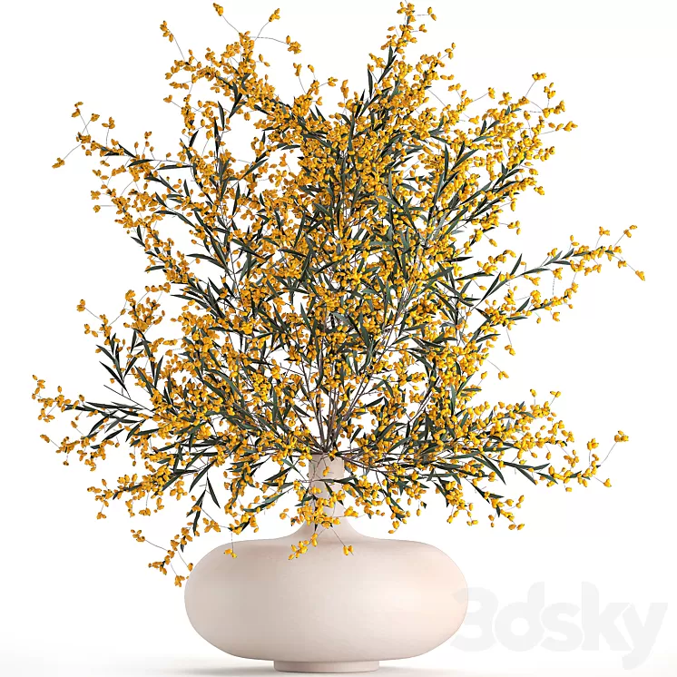 A beautiful lush little bouquet in a vase with branches of yellow Sea buckthorn berries. Set 96. 3D Model