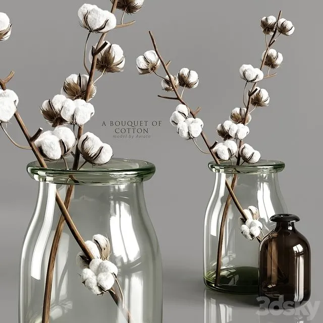 A bouquet of cotton 3D Model