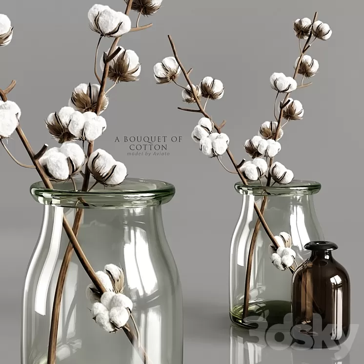 A bouquet of cotton 3D Model Free