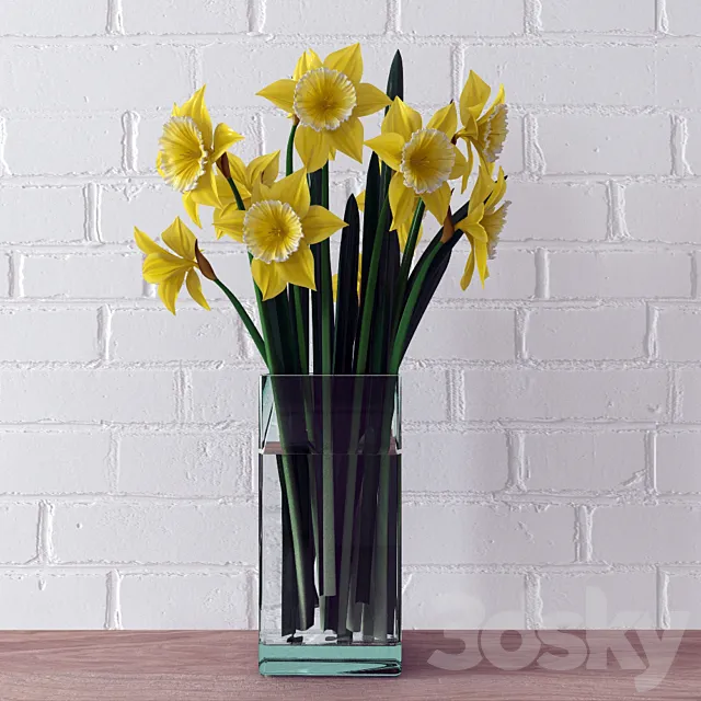 A bouquet of daffodils 3D Model