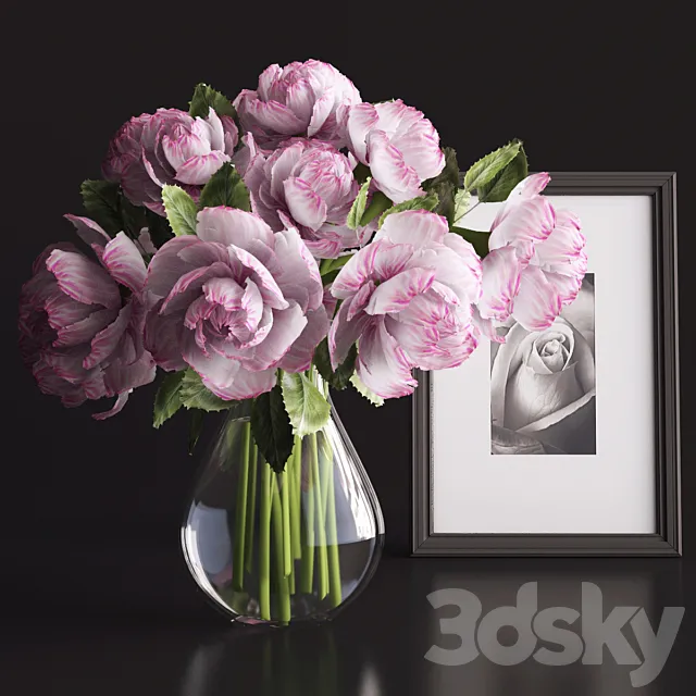 A bouquet of flowers in a vase 3D Model