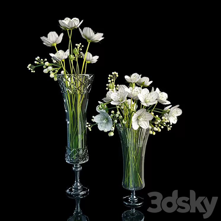 a bouquet of white flowers 3D Model