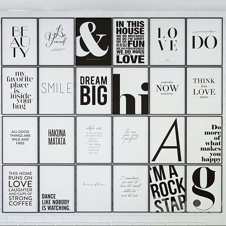 a collection of 24 posters within 3D Model