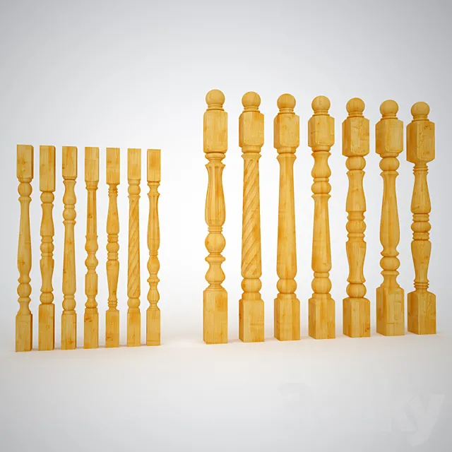 A collection of columns and balusters 3DModel
