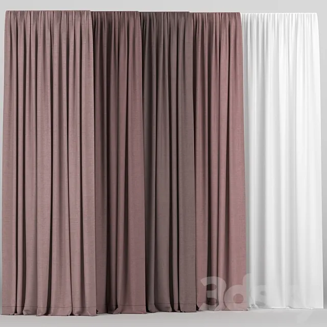 A collection of curtains with tulle. 3D Model