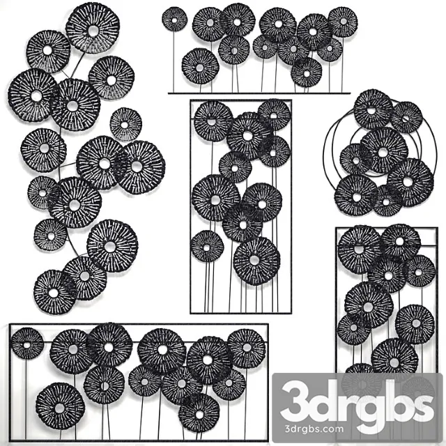 A collection of decor for the walls 4. wall decor set panel loft disks art picture metal decor round 3D Model Free