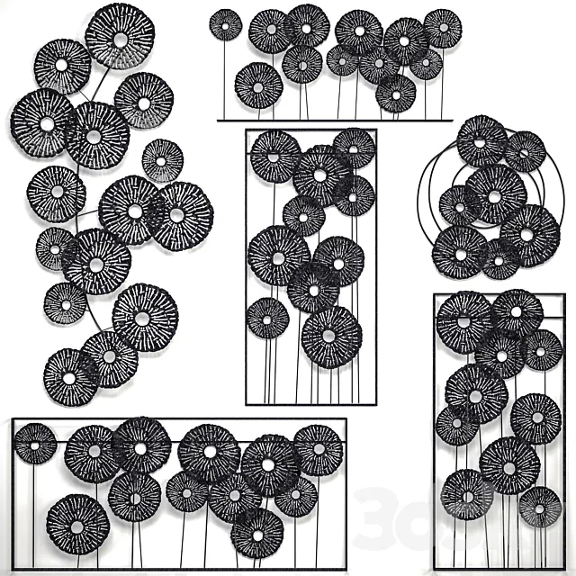 A collection of decor for the walls 4. Wall decor set. panel. loft. disks. art. picture. metal decor. round 3DModel