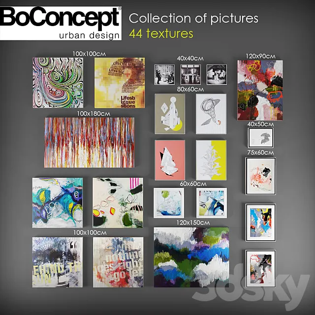 A collection of paintings from BoConcept 3D Model