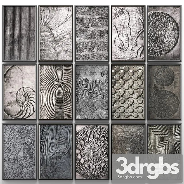 A Collection Of Paintings Modern Art 13 Wall Decor A Set Of Paintings Luxury Metal Set Decorative Abstraction Pattern Loft Industrial Style 3D Model Free