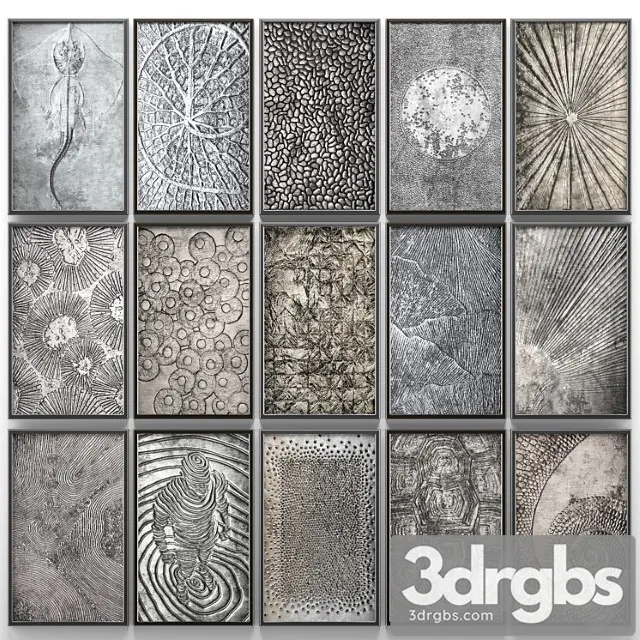 A Collection Of Paintings Modern Art Eleven Wall Decor A Set Of Paintings Luxury Metal Set Decorative Abstraction Pattern Loft Industrial Style 3D Model Free