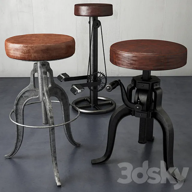 a collection of stools from loftdesigne 3D Model