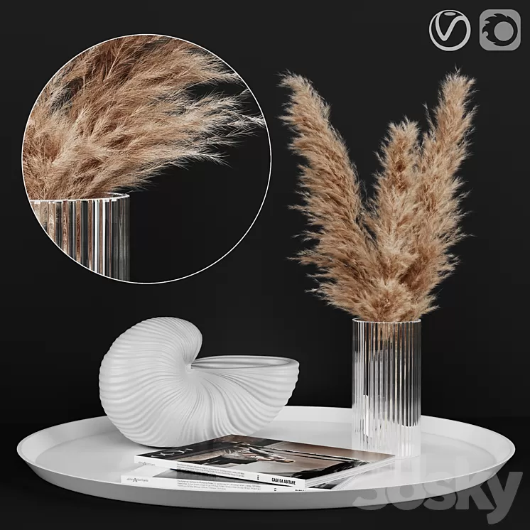 A decoratively artificial Pampas flower 3D Model