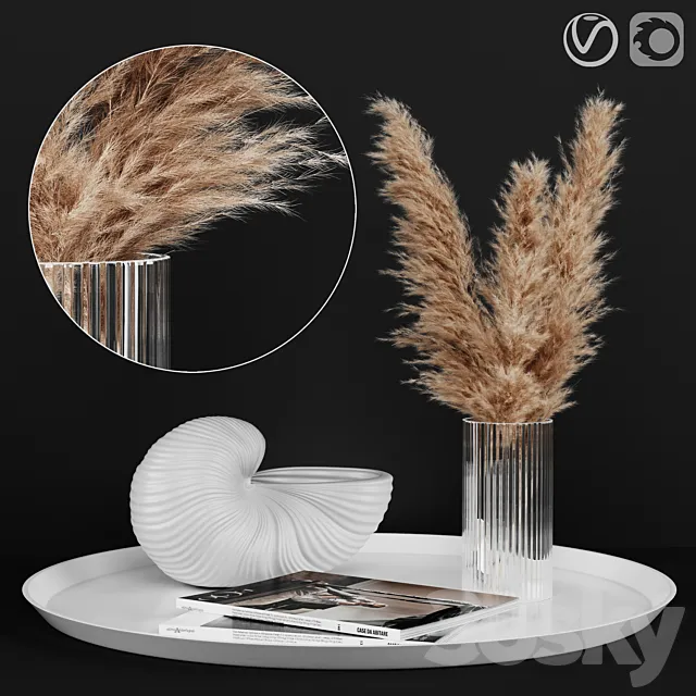 A decoratively artificial Pampas flower 3DModel