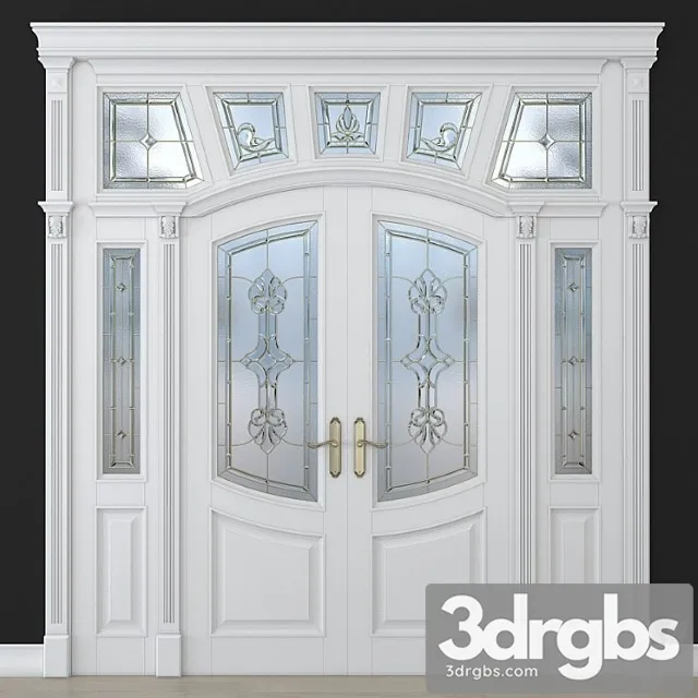 A door with a stained glass window 2 3D Model Free