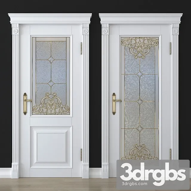 A door with a stained glass window 3D Model Free