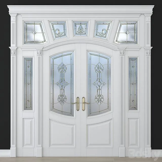 A door with a stained-glass window Free Download