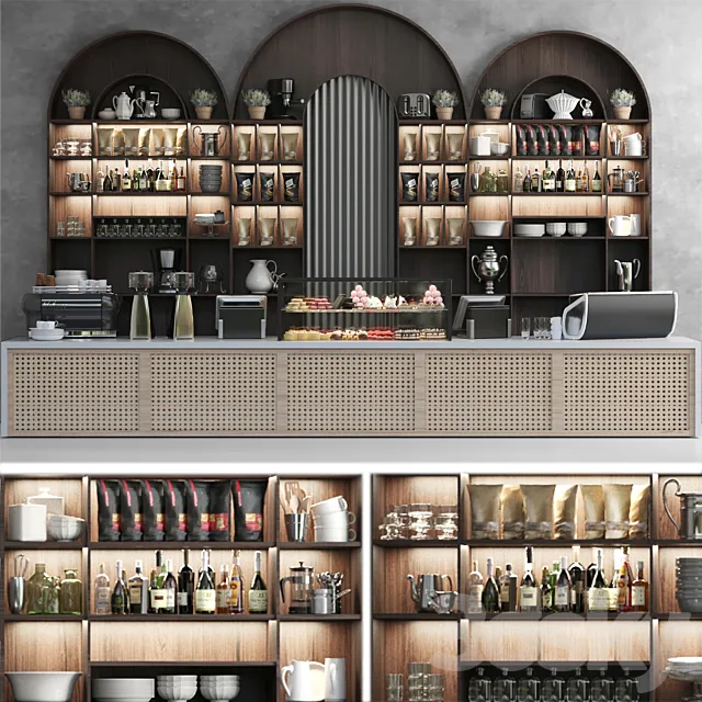 A huge design project for a cafe with desserts and a designer coffee machine. coffee point 3D Model