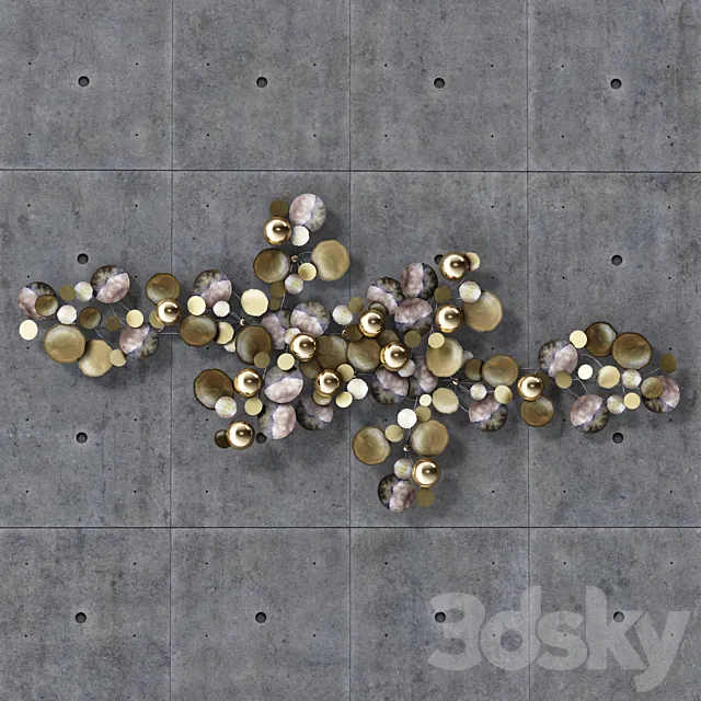 A Large Brass Curtis Jere Raindrops Wall Sculpture 3DModel
