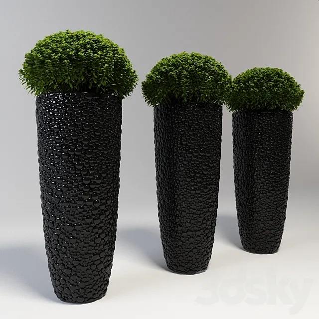 A large vase with a plant 3D Model