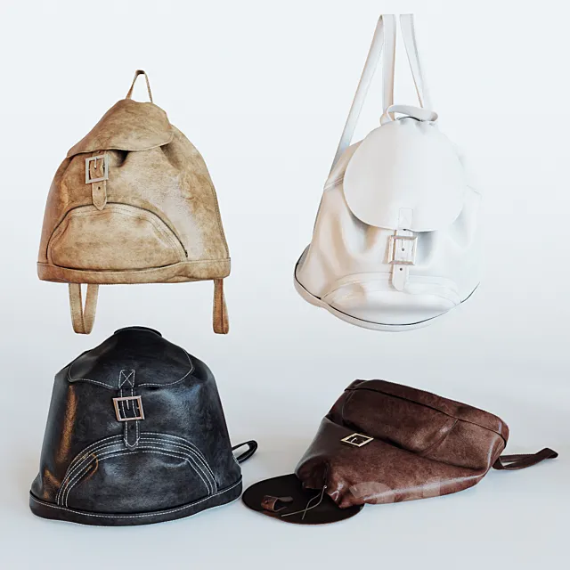 A leather backpack 3D Model