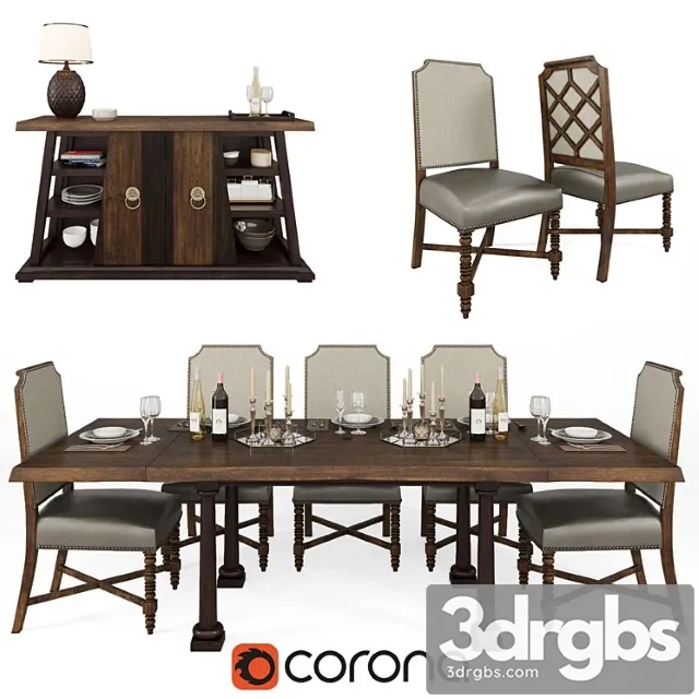 A R T Furniture Inc American Chapter Formal Dining Room Group 3D Model Free