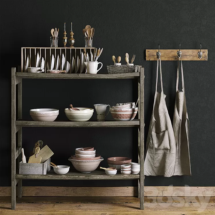 A rack of a pottery workshop.