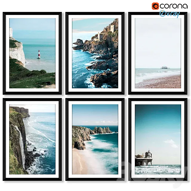 A series of posters with marine attractions. 3D Model