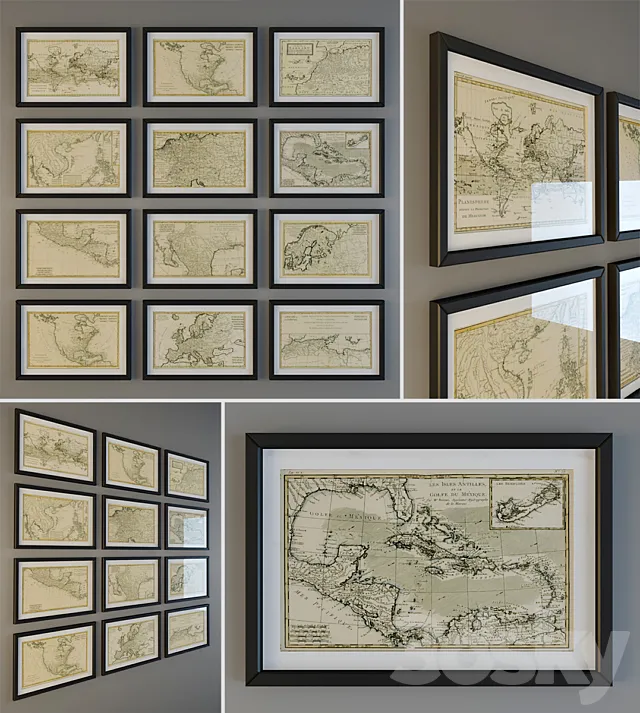 A set of ancient maps 3DModel