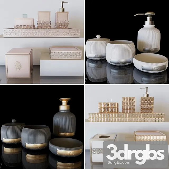 A Set Of Bathroom Accessories Soap Dish Collection 3D Model Free