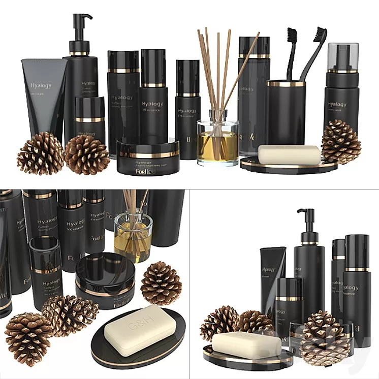 A set of black cosmetics. 3D Model