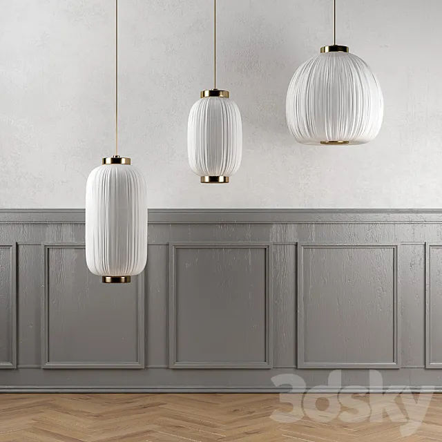 A set of Bloomingville lamps with floor and walls 3D Model
