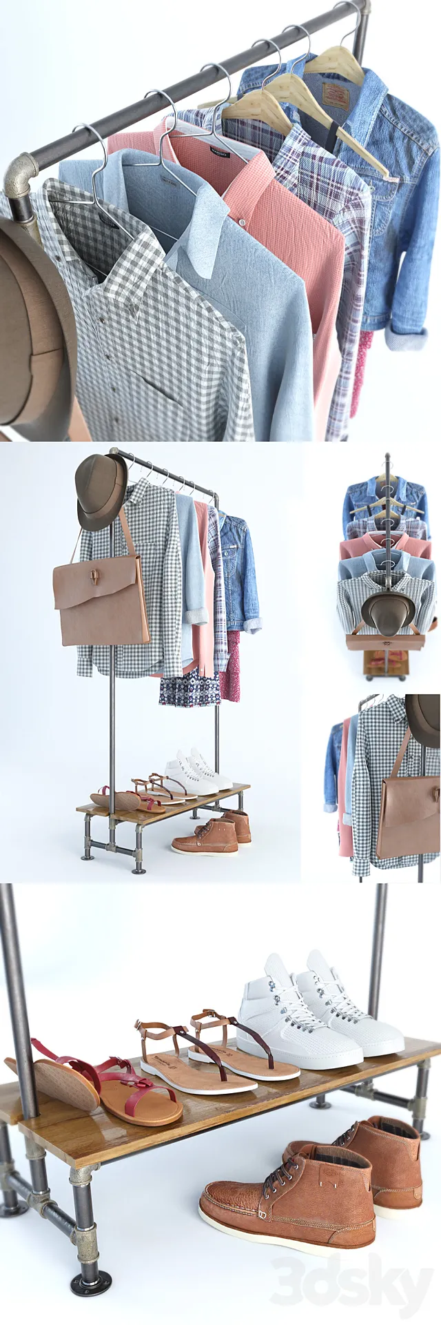 A set of clothing and footwear 3DModel