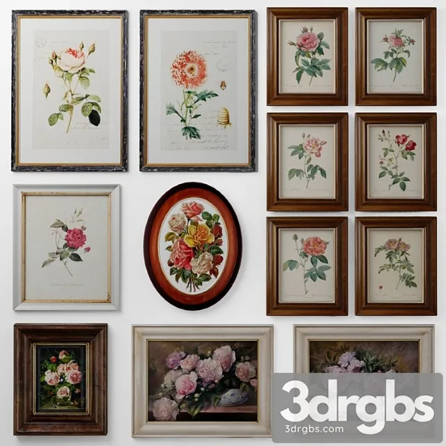 A set of cool pictures with roses 3D Model Free