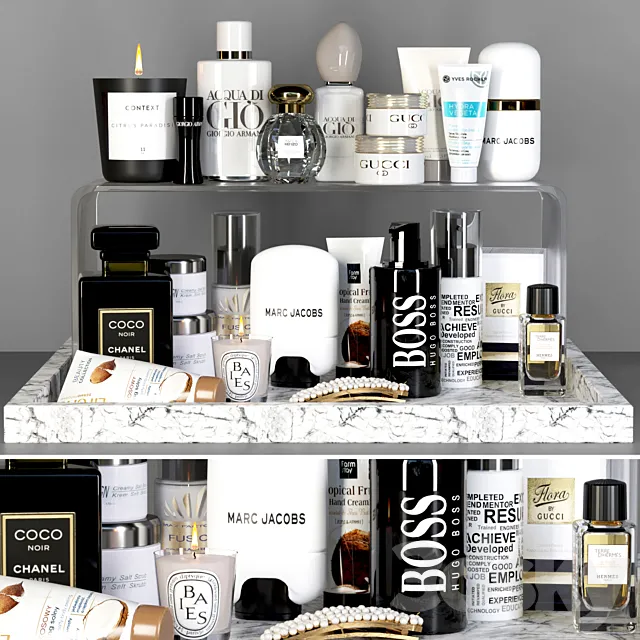 A set of cosmetics for beauty salons and a dressing table. Make up 3D Model