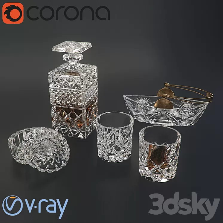A set of crystal glassware 3D Model