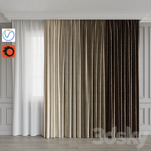 A set of curtains 10. Beige gamma 3D Model
