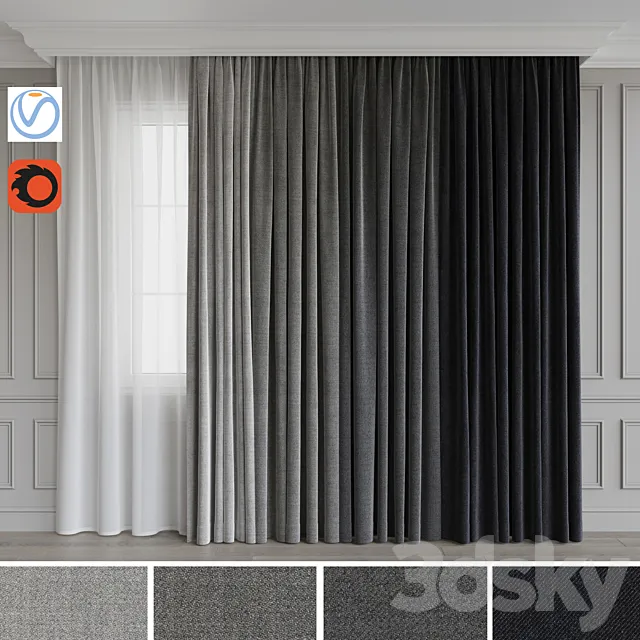 A set of curtains 11. Gray gamma 3D Model