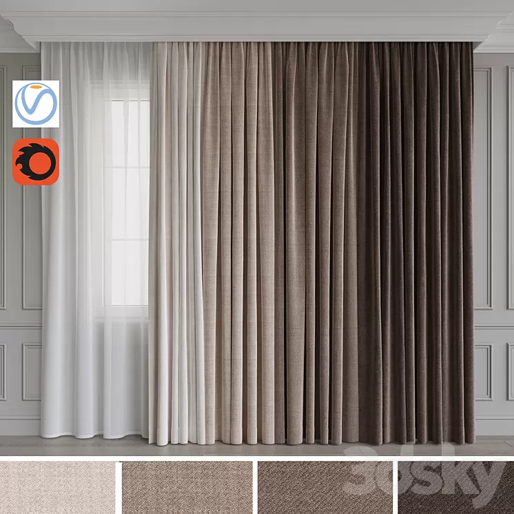 A set of curtains 12. Beige gamma 3D Model