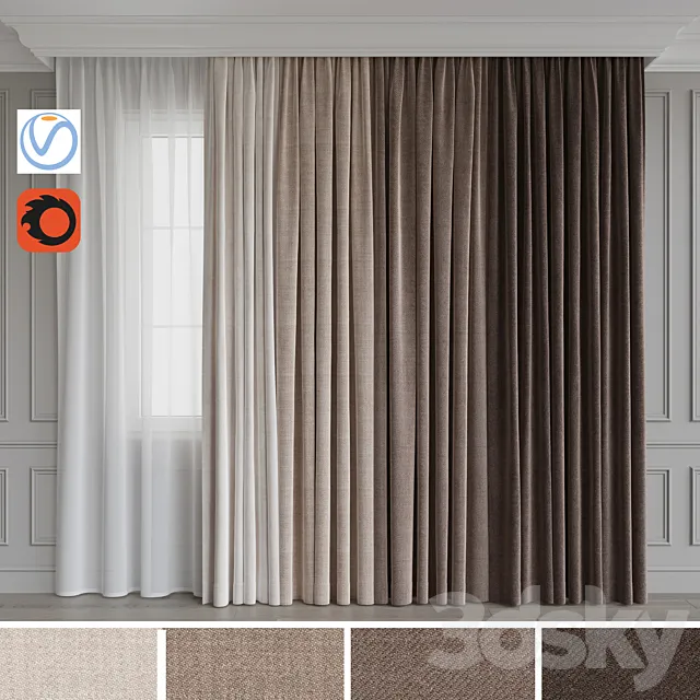 A set of curtains 12. Beige gamma 3DModel