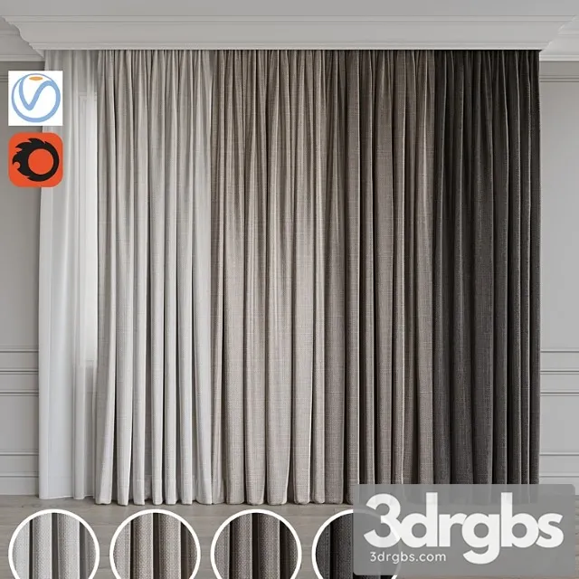 A Set Of Curtains 75 3D Model Free