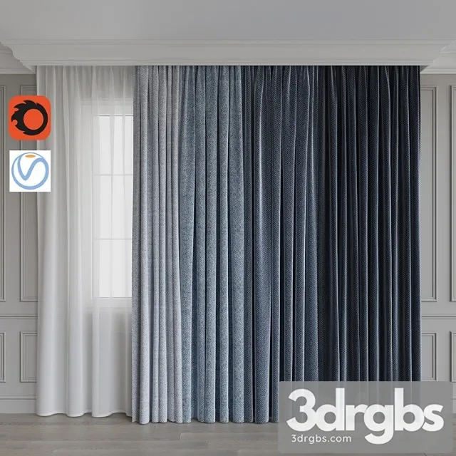 A Set Of Curtains 8 Blue Gamma 3D Model Free