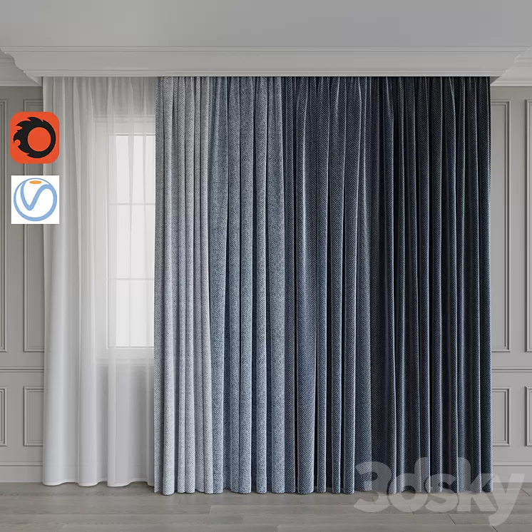 A set of curtains 8. Blue gamma 3D Model