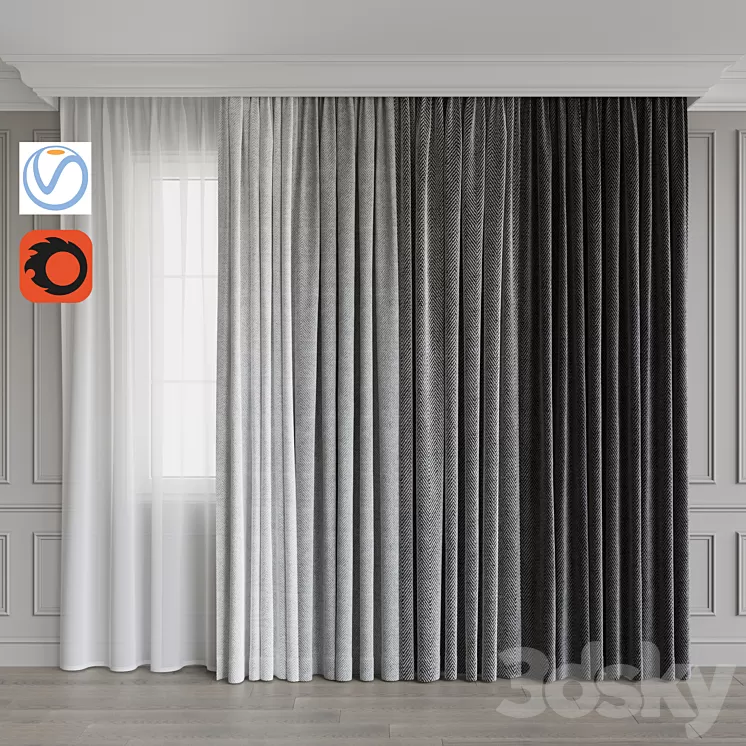 A set of curtains 9. Gray gamma 3D Model