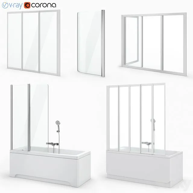 A set of curtains and baths Ravak set 19 3D Model