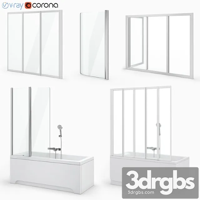 A Set of Curtains and Baths Ravak Set 19 3D Model Free