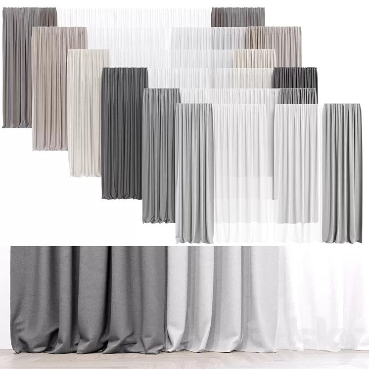 A set of curtains / drapes 3D Model