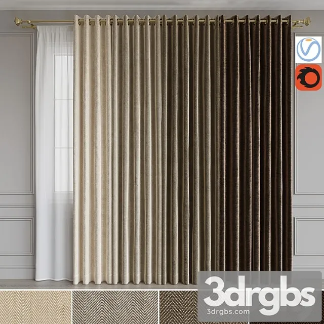 A set of curtains on the rings 15. beige range 3D Model Free