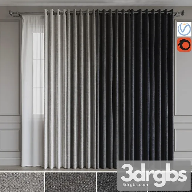 A set of curtains on the rings 19. gray gamma 3D Model Free