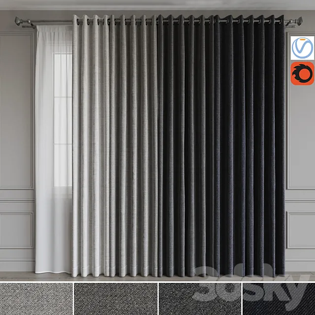 A set of curtains on the rings 19. Gray gamma 3DModel